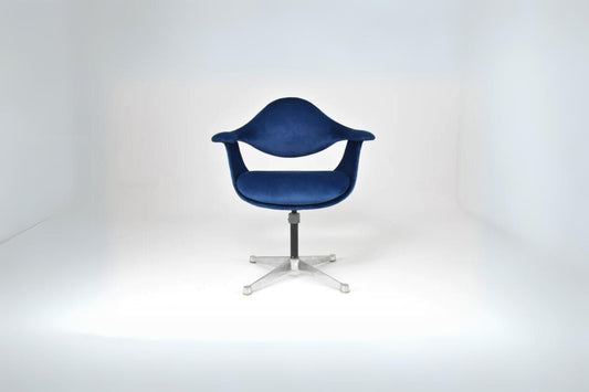 Fauteuil en velours et aluminium par George Nelson, États-Unis, années 1964