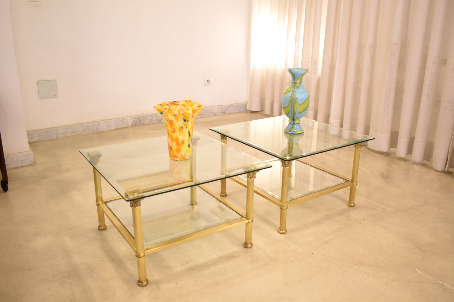 Pair of French Hollywood Regency Coffee Tables Attributed to Maison Jansen, 1980s