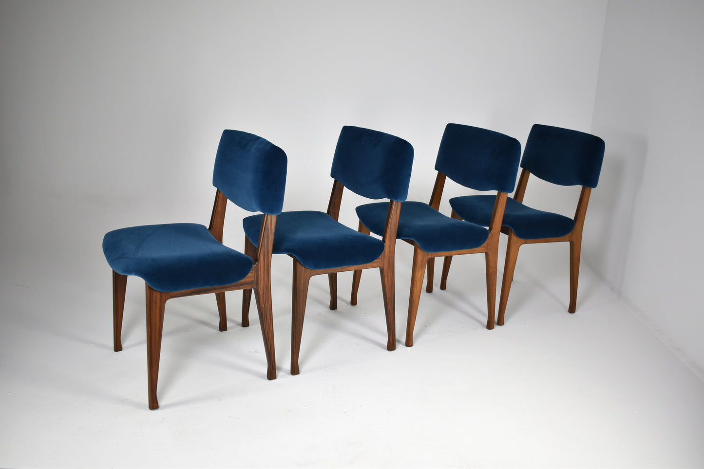 Italian Ico Parisi Wooden Dining Chairs, Set of Four, 1950s-60s