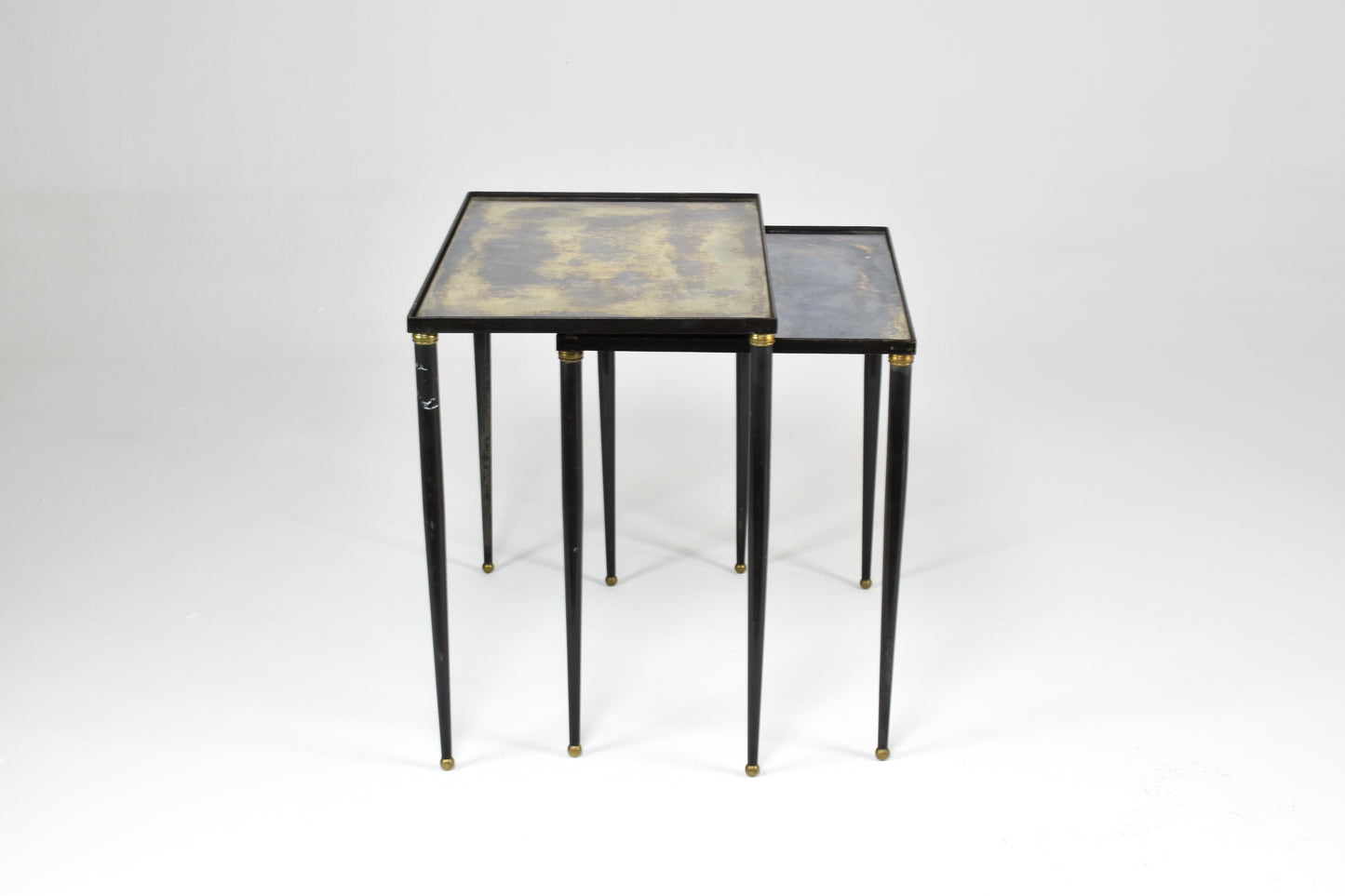 Pair of French Gilded Glass & Metal Side Tables, Maison Dolt