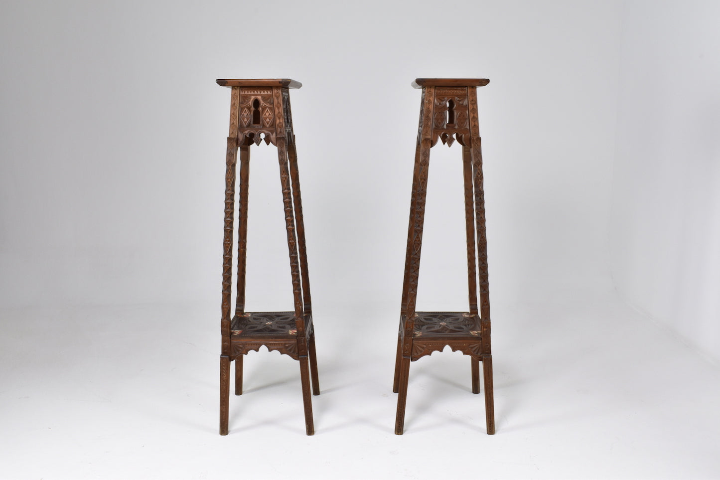 Exquisite Pair of 1930's Moorish Pedestal tables