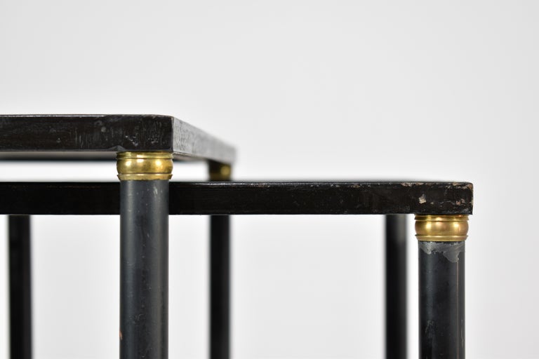 Pair of French Gilded Glass & Metal Side Tables, Maison Dolt