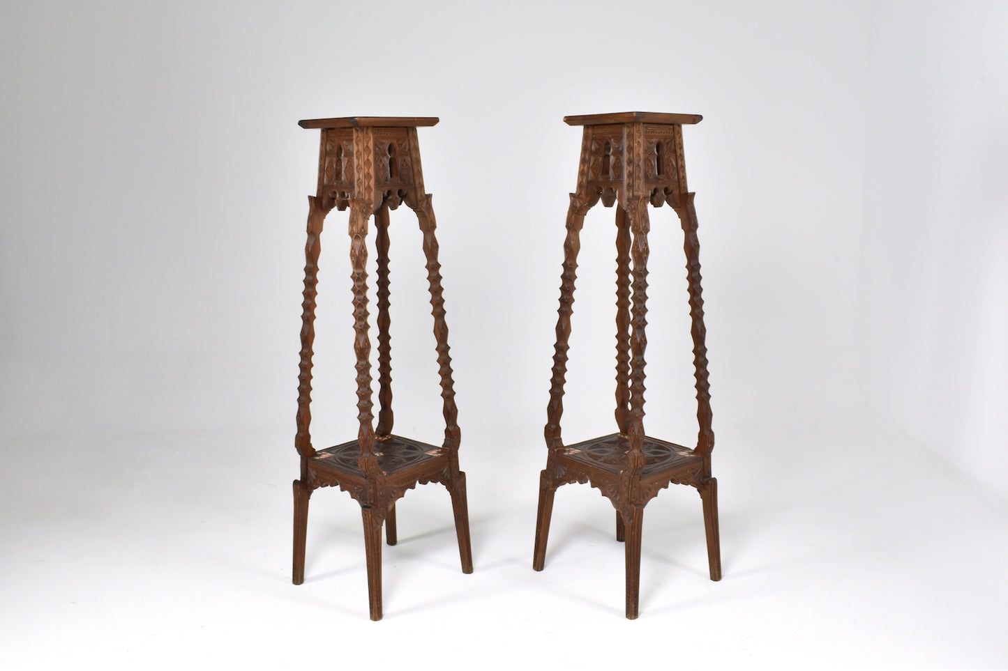 Exquisite Pair of 1930's Moorish Pedestal tables