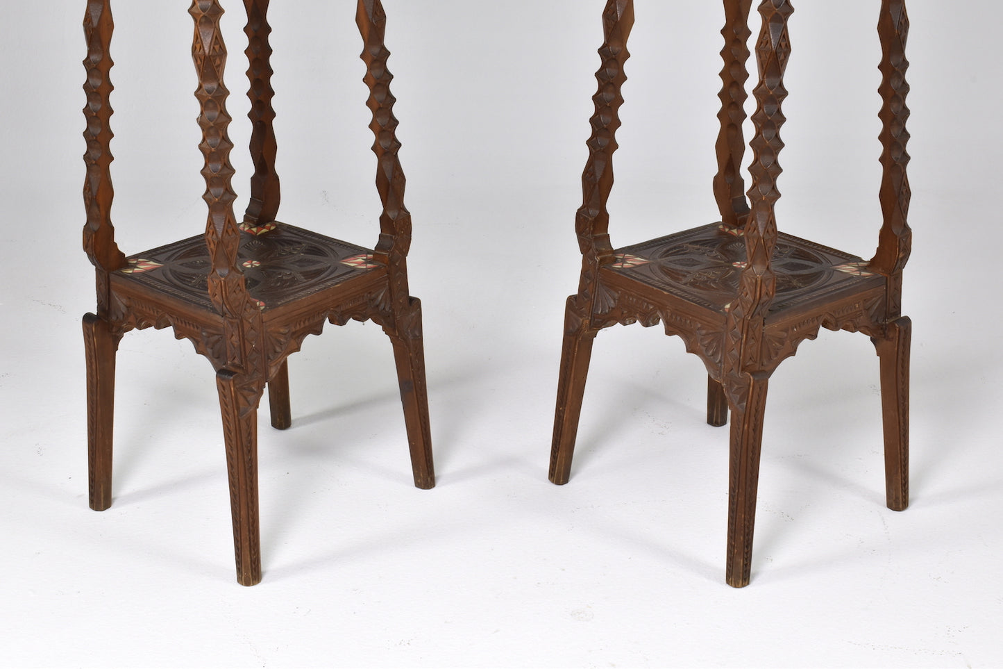 Exquisite Pair of 1930's Moorish Pedestal tables