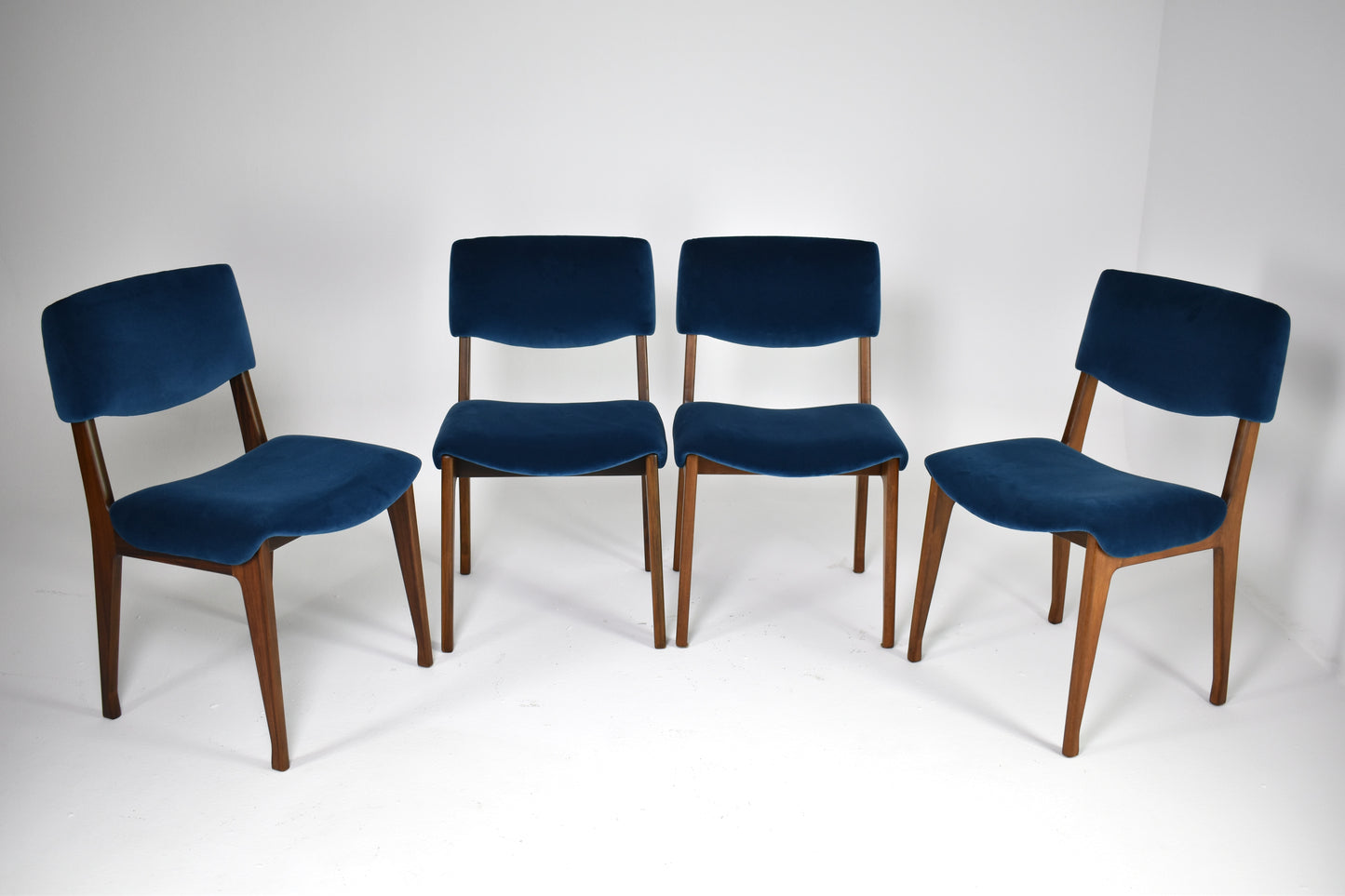 Italian Ico Parisi Wooden Dining Chairs, Set of Four, 1950s-60s