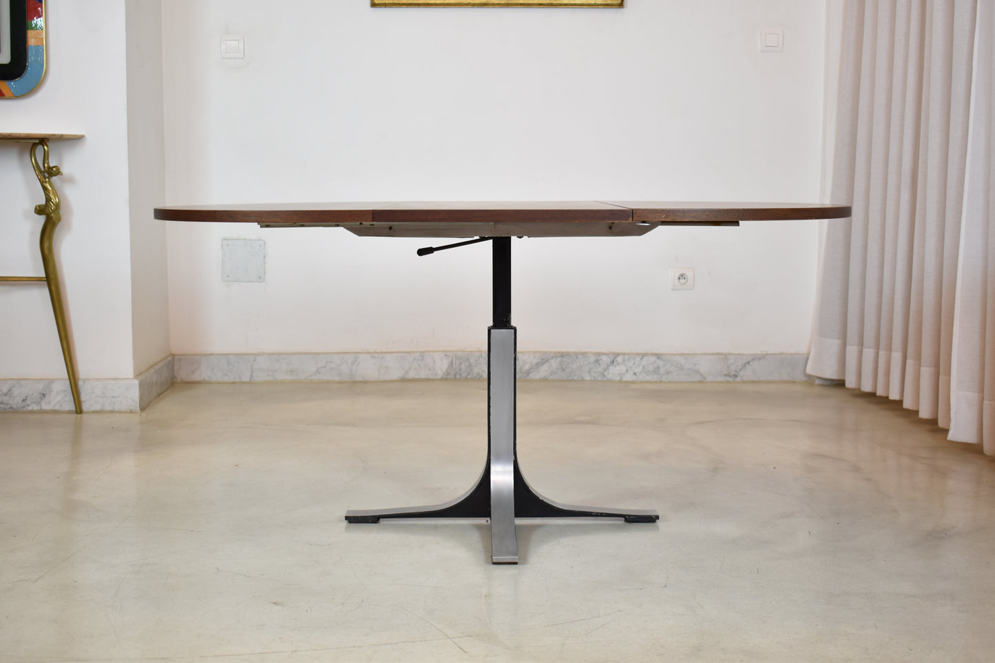 1970's Italian Extendable Wooden Dining Table by Osvaldo Borsani