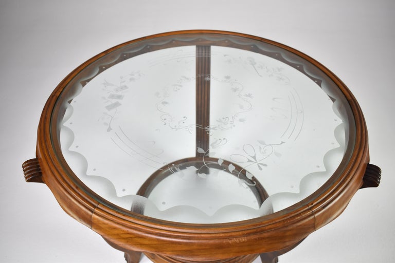 Table basse italienne en bois et verre attribuée à Paolo Buffa, années 1940-50