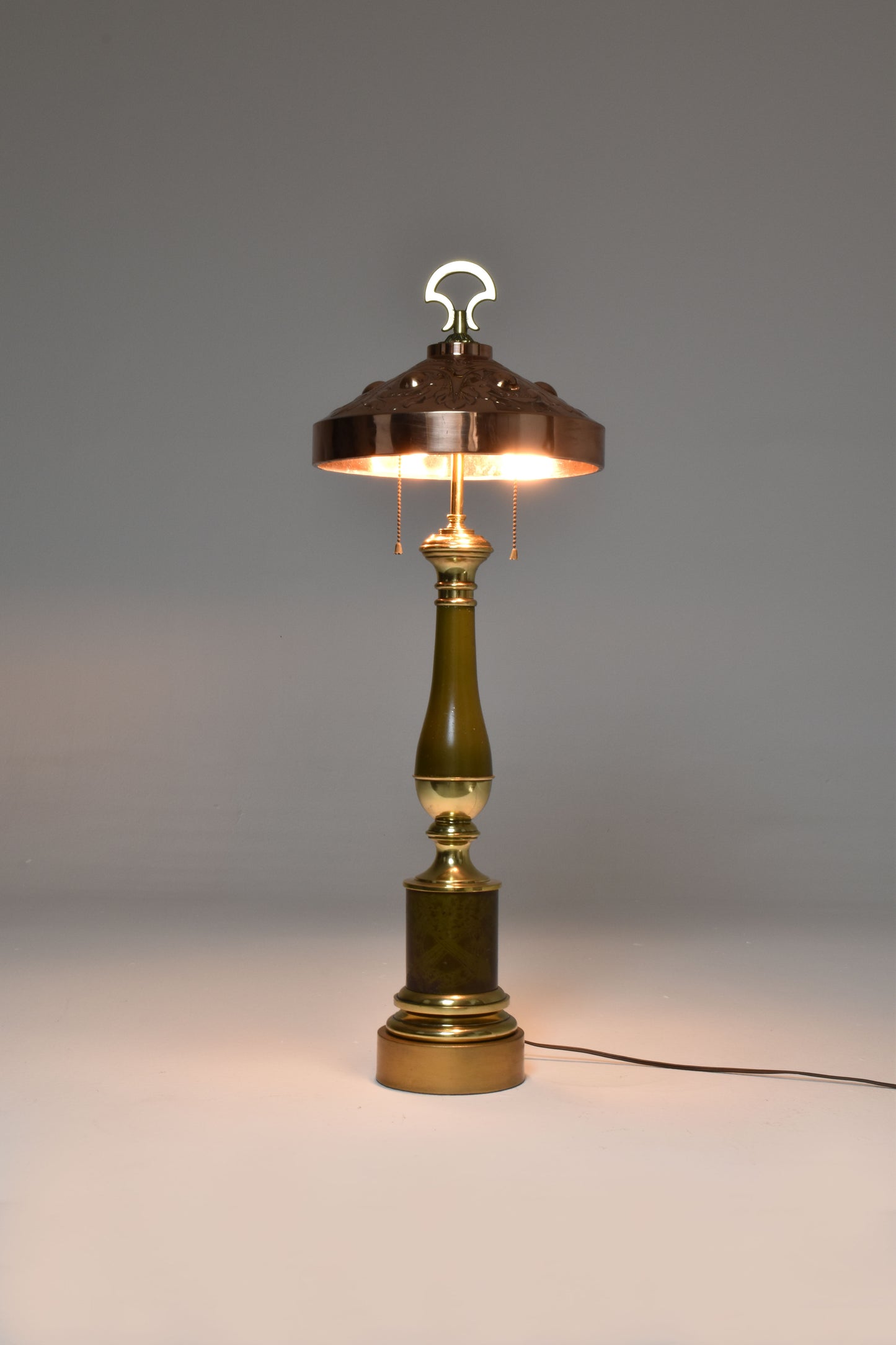 French Art Nouveau Brass & Copper Table Lamp, 1910-20s