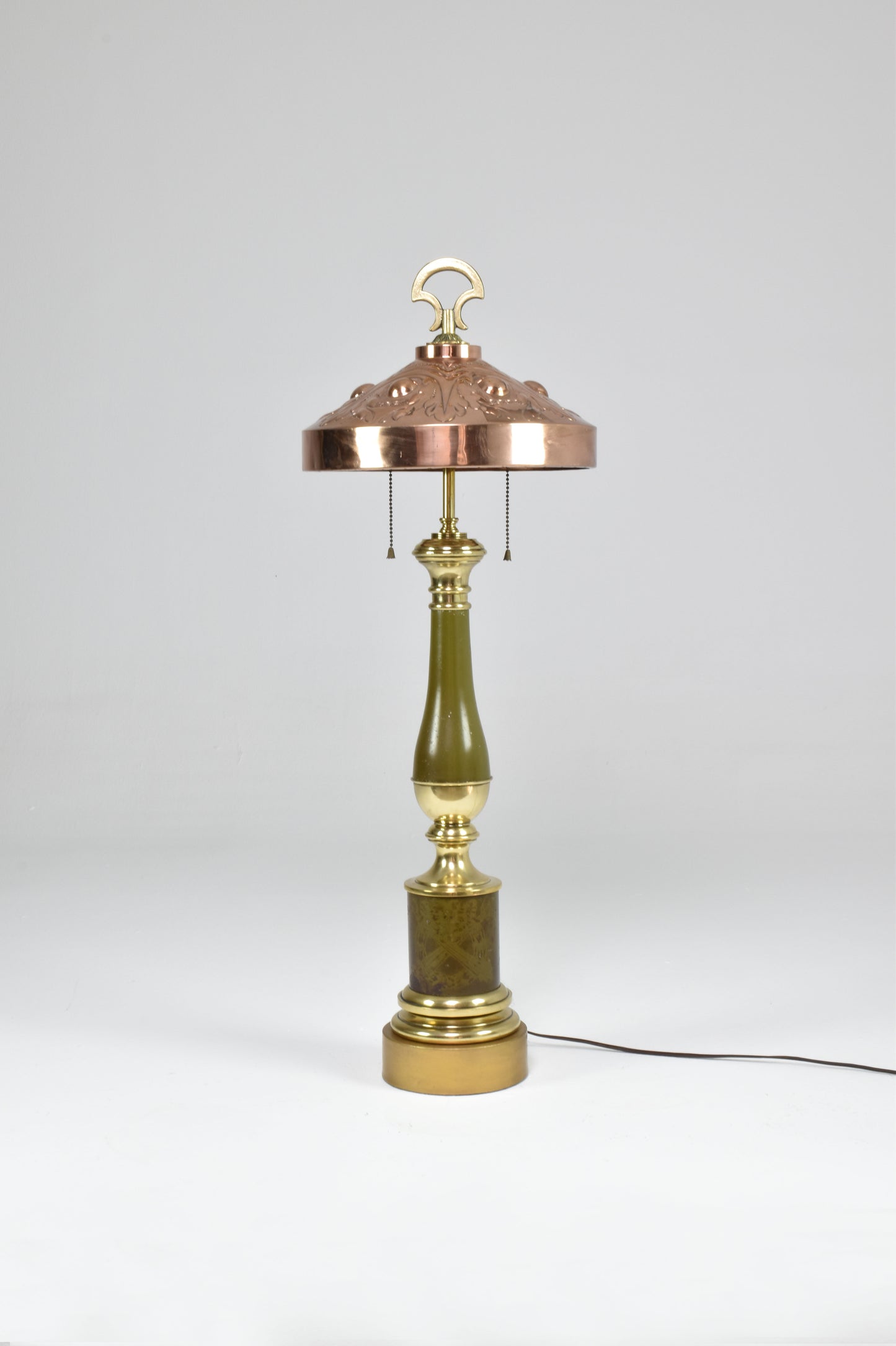 French Art Nouveau Brass & Copper Table Lamp, 1910-20s