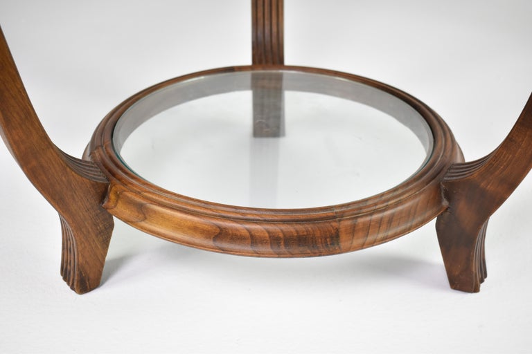 Table basse italienne en bois et verre attribuée à Paolo Buffa, années 1940-50