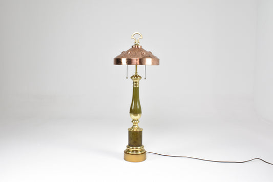 Lampe de table Art Nouveau en laiton et cuivre, années 1910-20