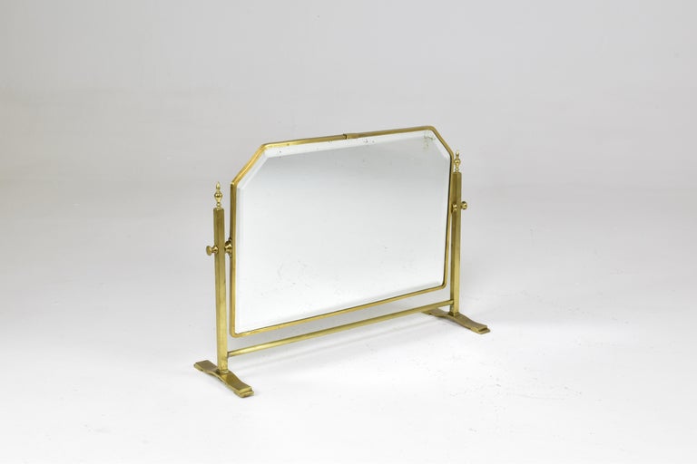 French Brass Table Mirror with Adjustable Frame, Circa 1930s