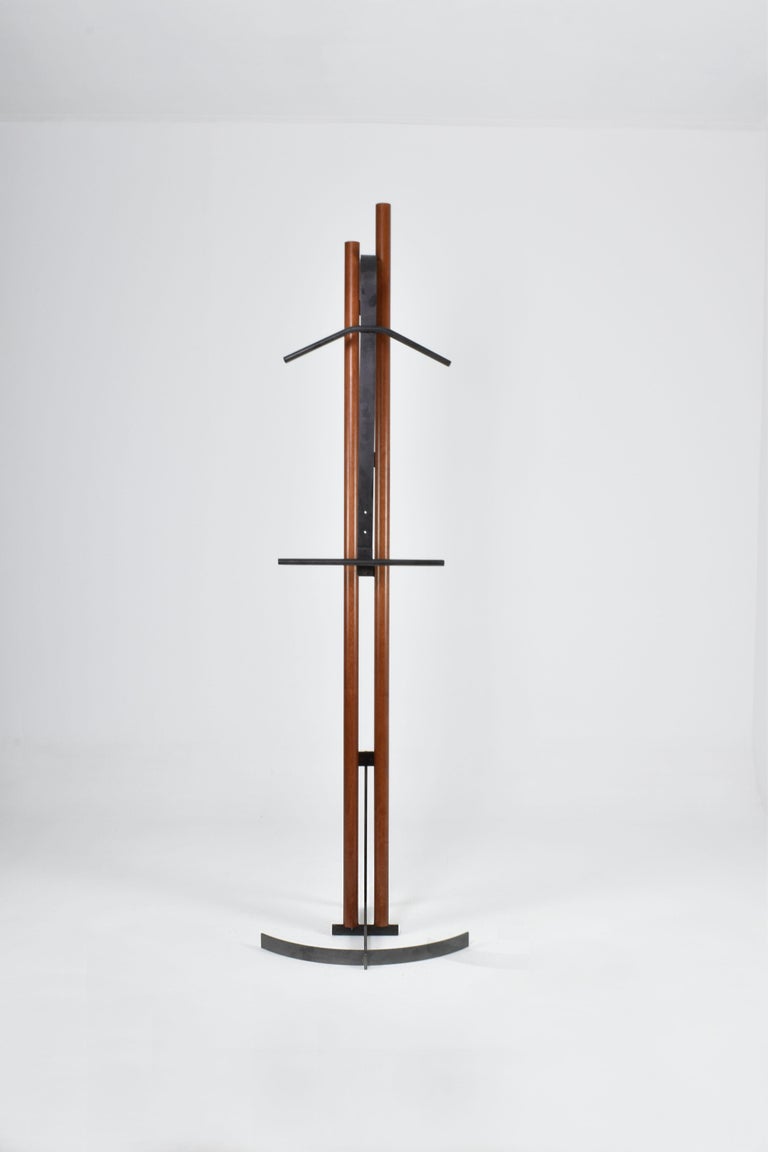 Italian Metal & Beech Wood Hanger Attributed to Afra and Tobia Scarpa, 1970s