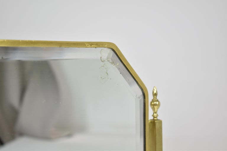 French Brass Table Mirror with Adjustable Frame, Circa 1930s