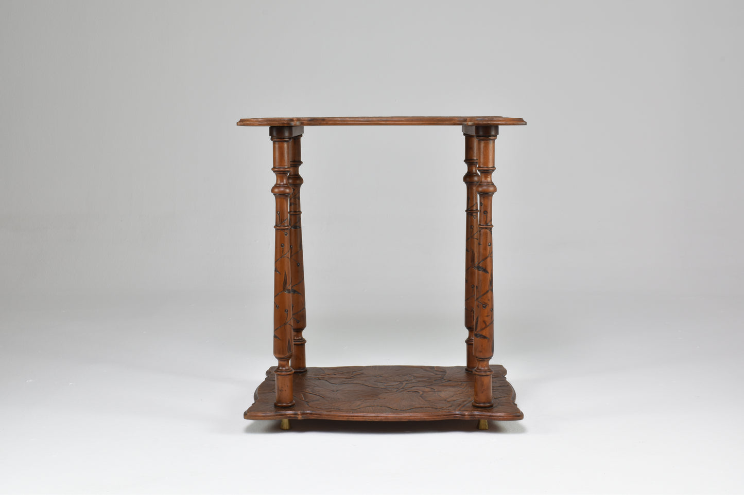 Antique Japanese Sculpted Wooden Tea Table