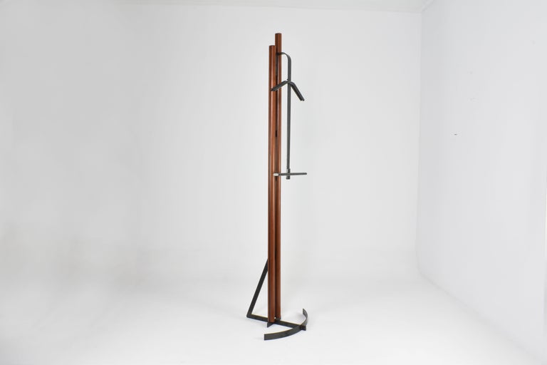 Italian Metal & Beech Wood Hanger Attributed to Afra and Tobia Scarpa, 1970s