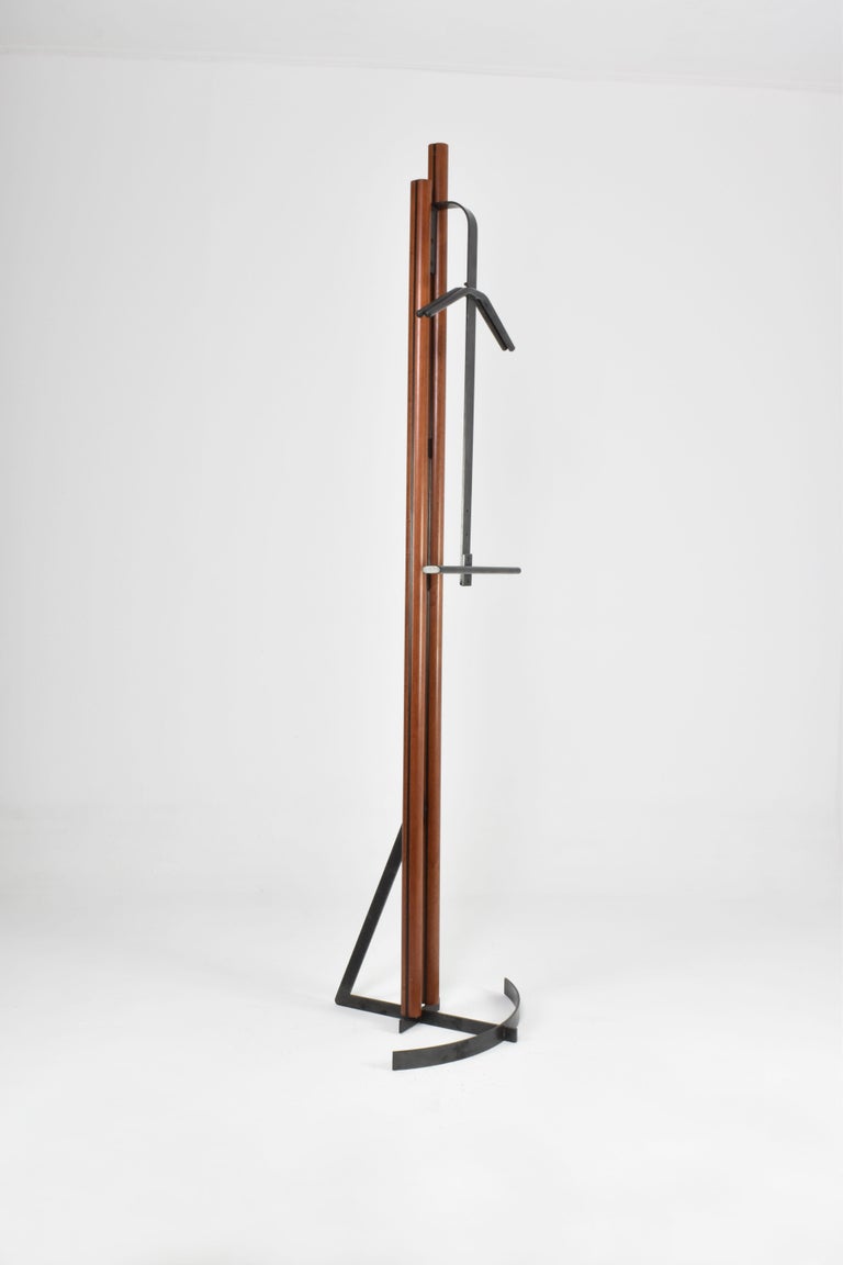 Italian Metal & Beech Wood Hanger Attributed to Afra and Tobia Scarpa, 1970s