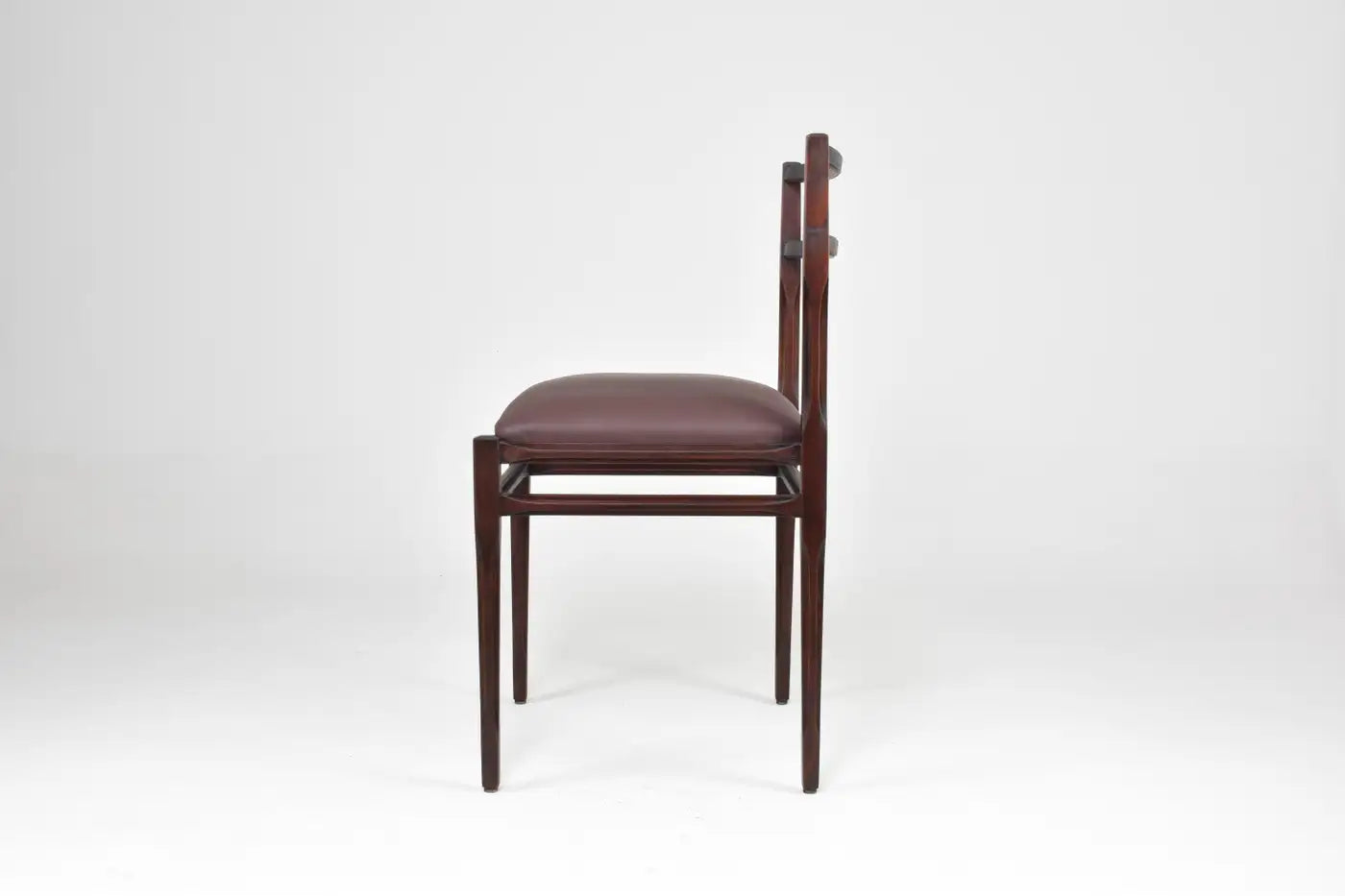 Set of 8 1970s Italian Leather & Wooden Dining Chairs in the Style of Stildomus