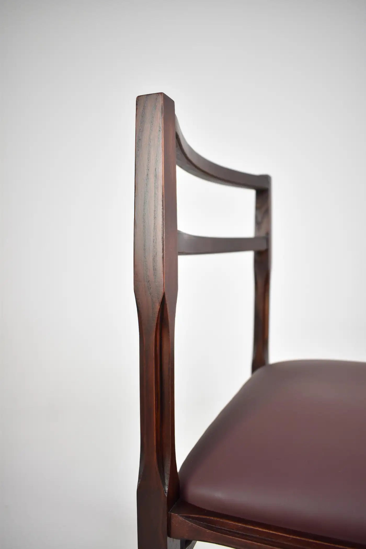 Set of 8 1970s Italian Leather & Wooden Dining Chairs in the Style of Stildomus