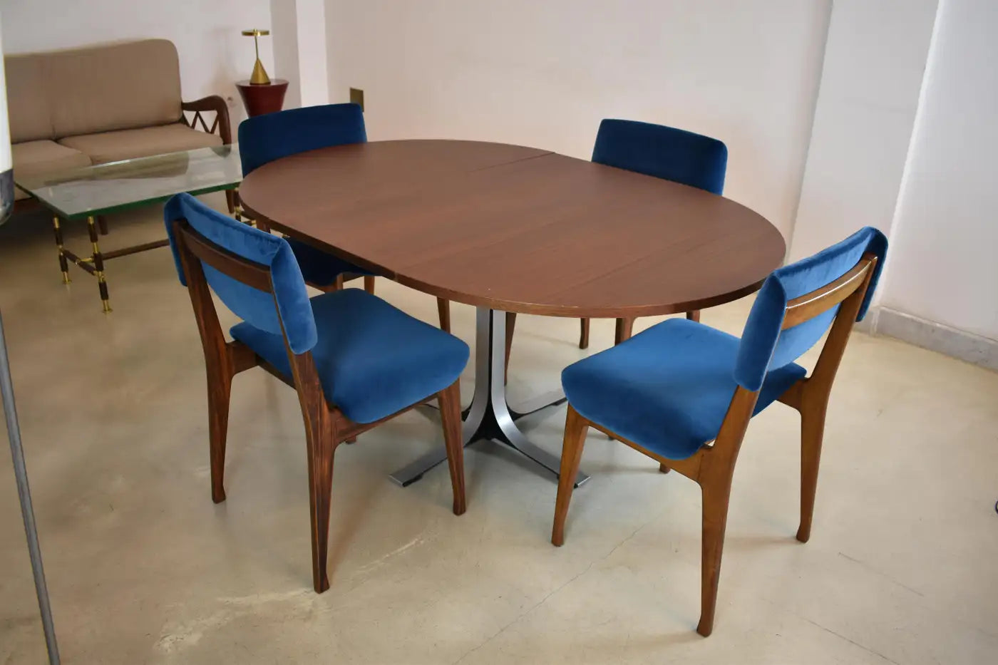 Italian Ico Parisi Wooden Dining Chairs, Set of Four, 1950s-60s