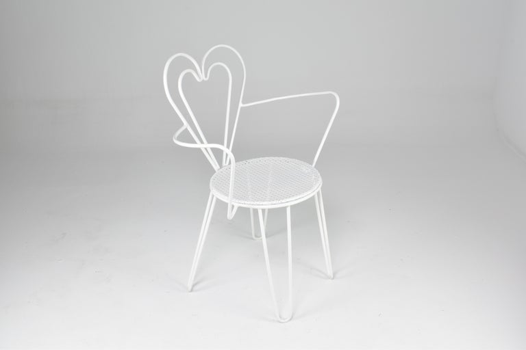 French Metal Heart Chairs by Mathieu Matégot, 1950s
