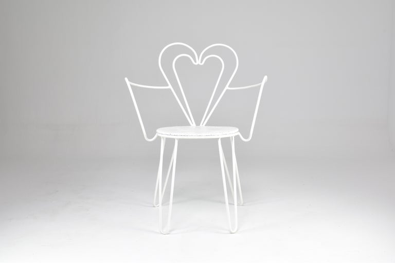 French Metal Heart Chairs by Mathieu Matégot, 1950s