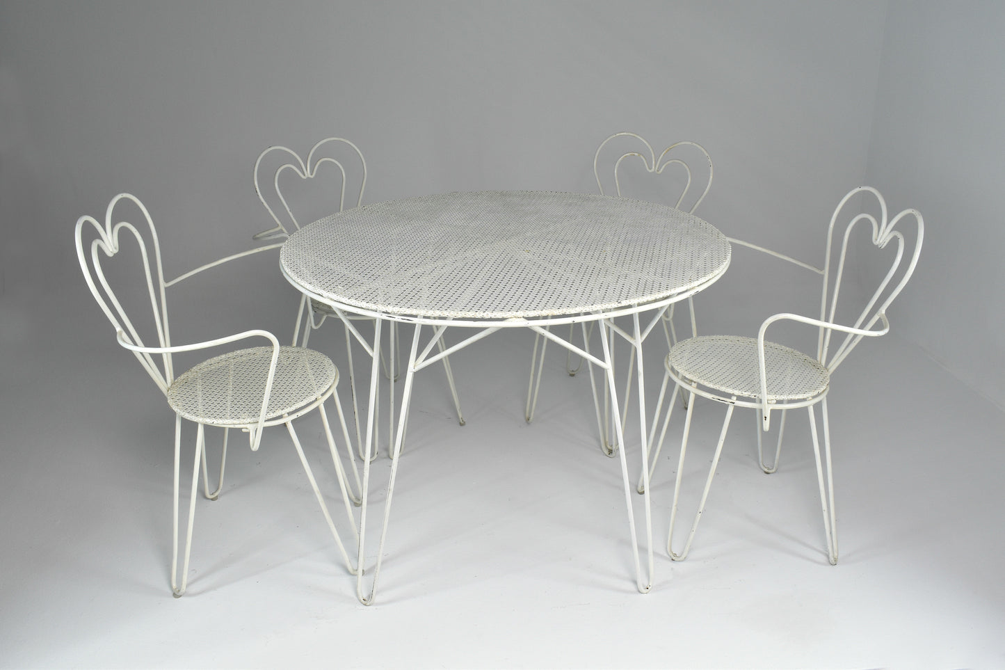 French Metal Heart Chairs by Mathieu Matégot, 1950s
