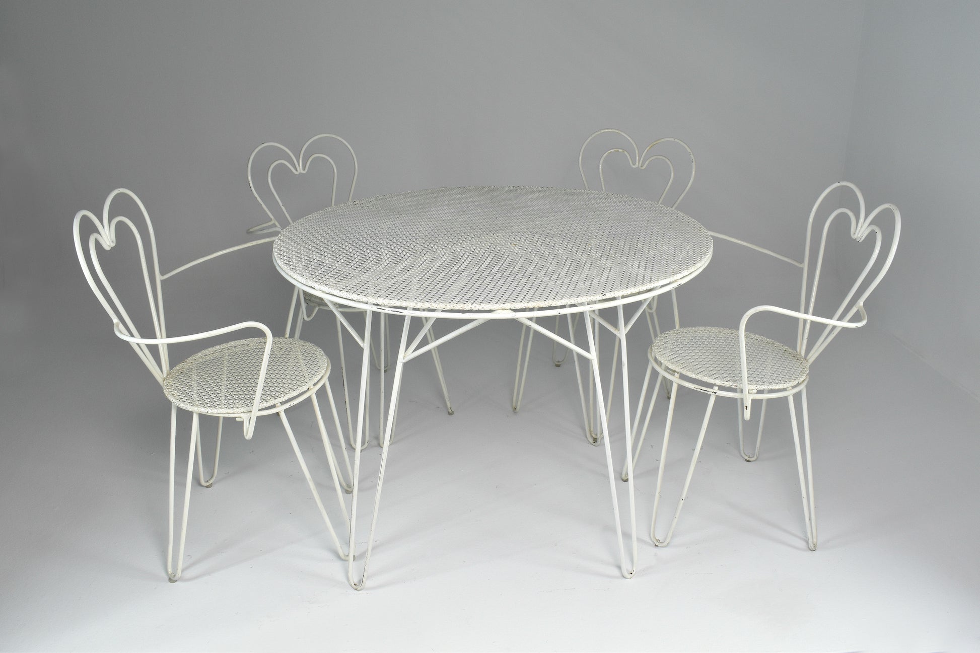 French Metal Heart Chairs by Mathieu Matégot, 1950s