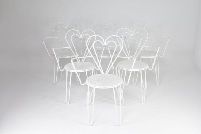 French Metal Heart Chairs by Mathieu Matégot, 1950s