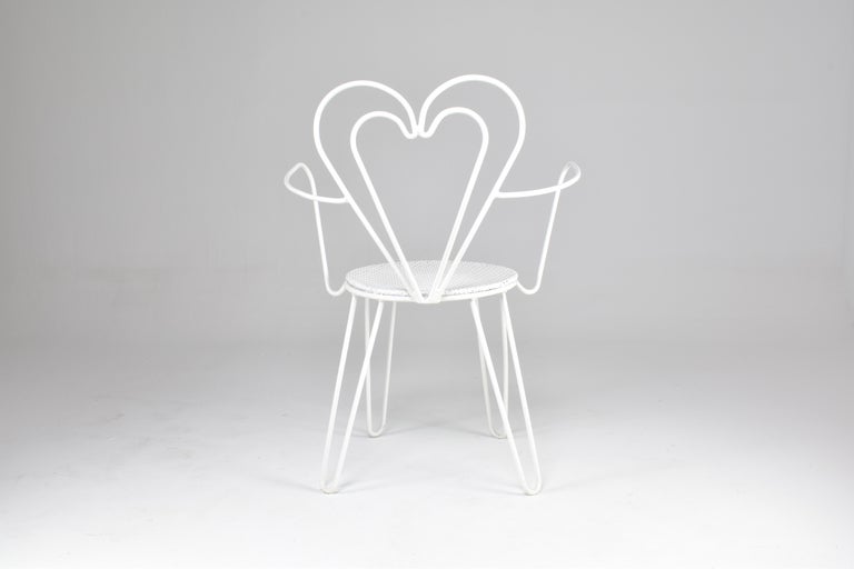 French Metal Heart Chairs by Mathieu Matégot, 1950s