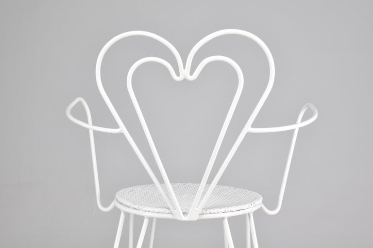 French Metal Heart Chairs by Mathieu Matégot, 1950s