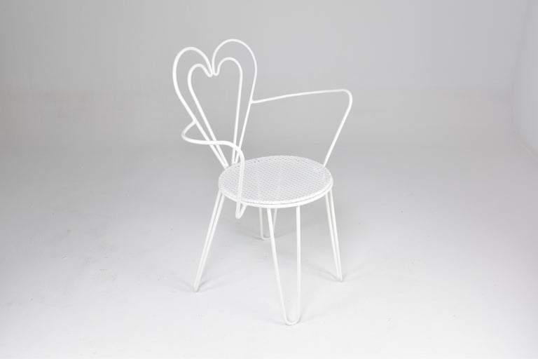 French Metal Heart Chairs by Mathieu Matégot, 1950s
