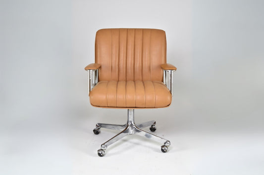 Italian Leather Office Chair Set by Osvaldo Borsani for Tecno Milano, 1960s