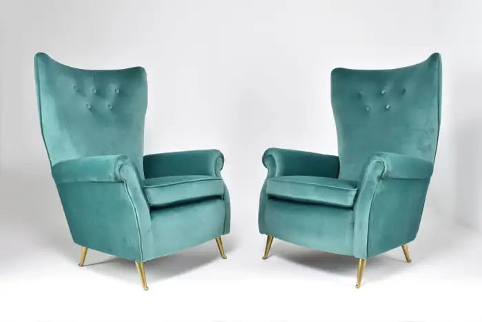 Italian Midcentury Armchairs by ISA Bergamo, Set of Two, 1950s