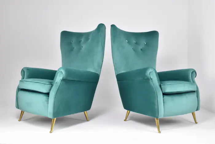 Italian Midcentury Armchairs by ISA Bergamo, Set of Two, 1950s