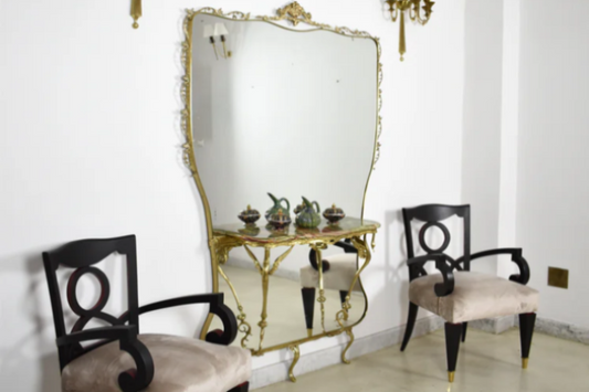 Italian Mirrored Console in Style of Hollywood Regency, 1950s