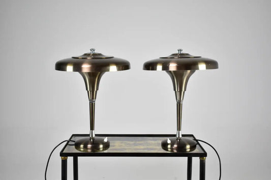 Pair of Italian Metal Table Lamps, 1960s