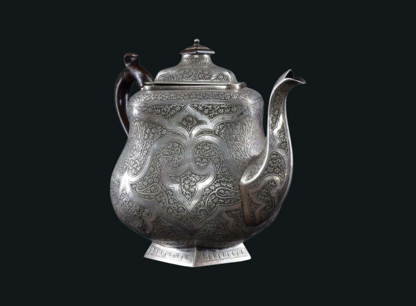 1950s Large Traditional Engraved Sterling Silver Teapot