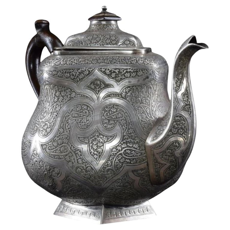 1950s Large Traditional Engraved Sterling Silver Teapot