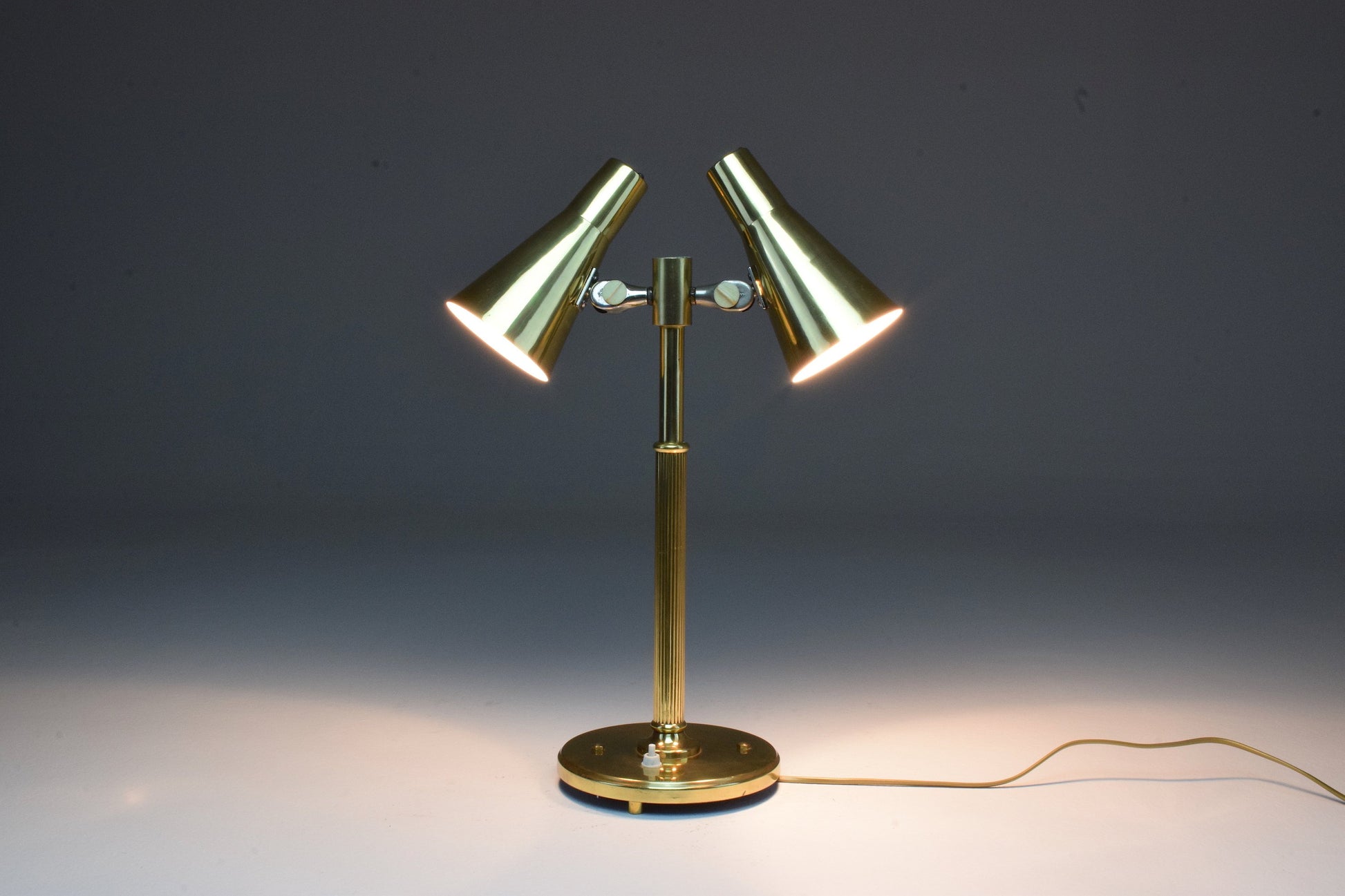 20th Century Scandinavian Brass Double Shade Table Lamp by Sønnico, 1960s - Spirit Gallery 