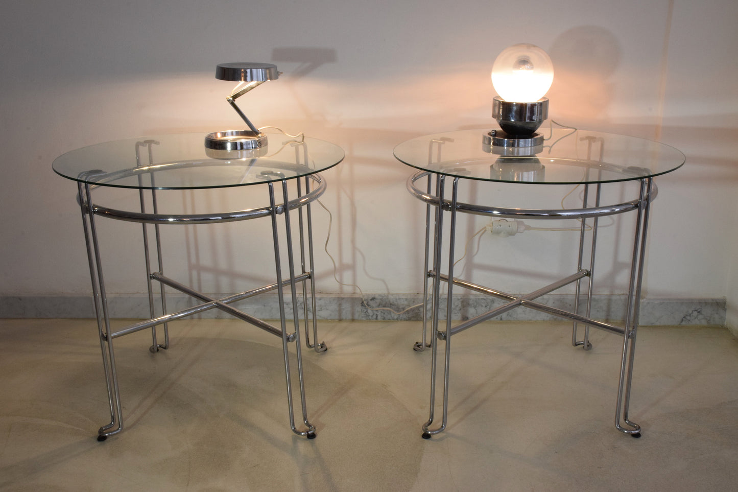 French Vintage Chrome Steel Side Tables, France, 1970's - Spirit Gallery 