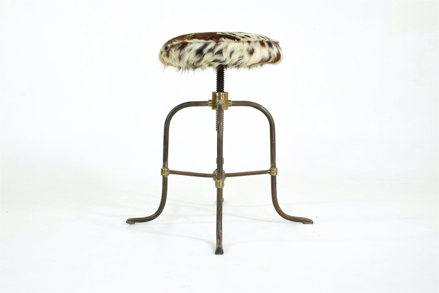 Adjustable Art Deco/Industrial Cowhide Stool, 1930's - Spirit Gallery 