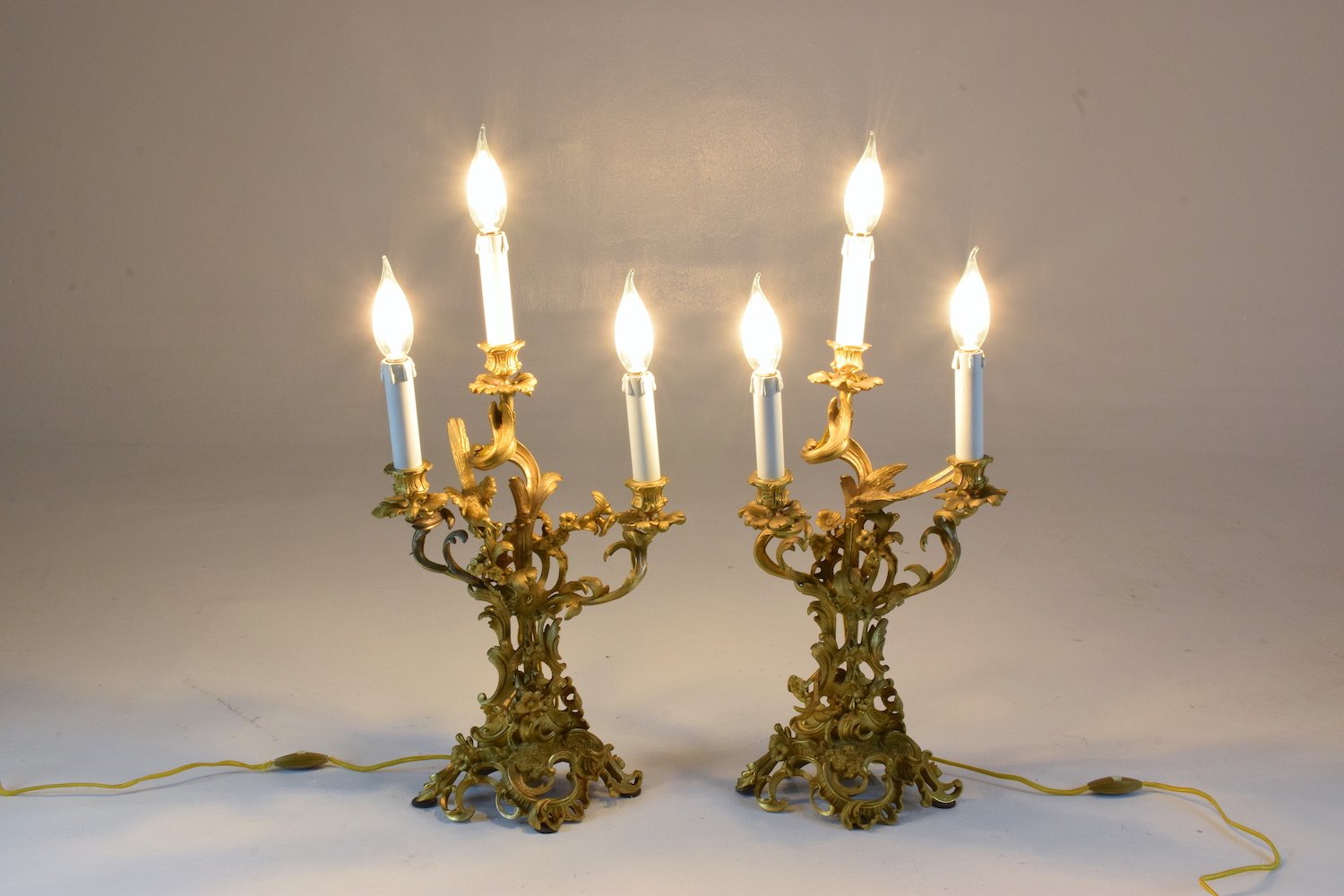 Antique Pair of French Ormolu Electrified Candelabras - Spirit Gallery 