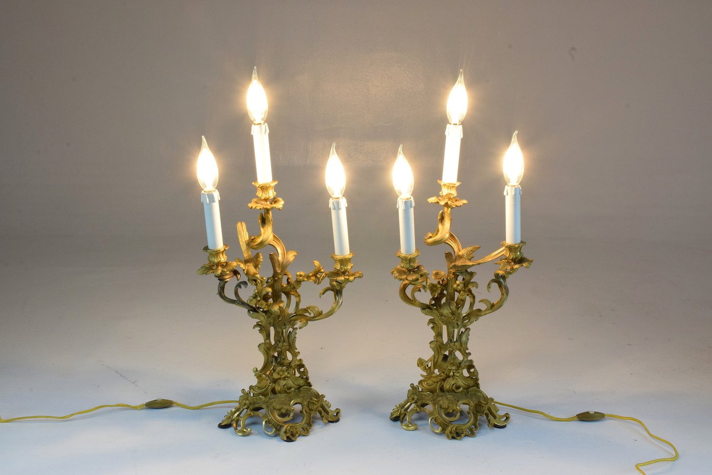 Antique Pair of French Ormolu Electrified Candelabras - Spirit Gallery 