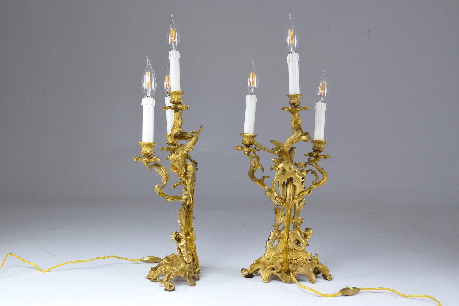 Antique Pair of French Ormolu Electrified Candelabras - Spirit Gallery 