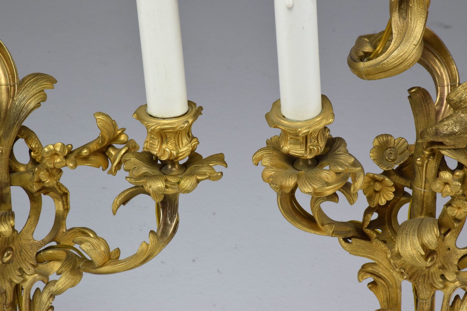 Antique Pair of French Ormolu Electrified Candelabras - Spirit Gallery 