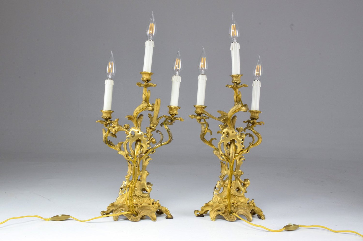 Antique Pair of French Ormolu Electrified Candelabras - Spirit Gallery 