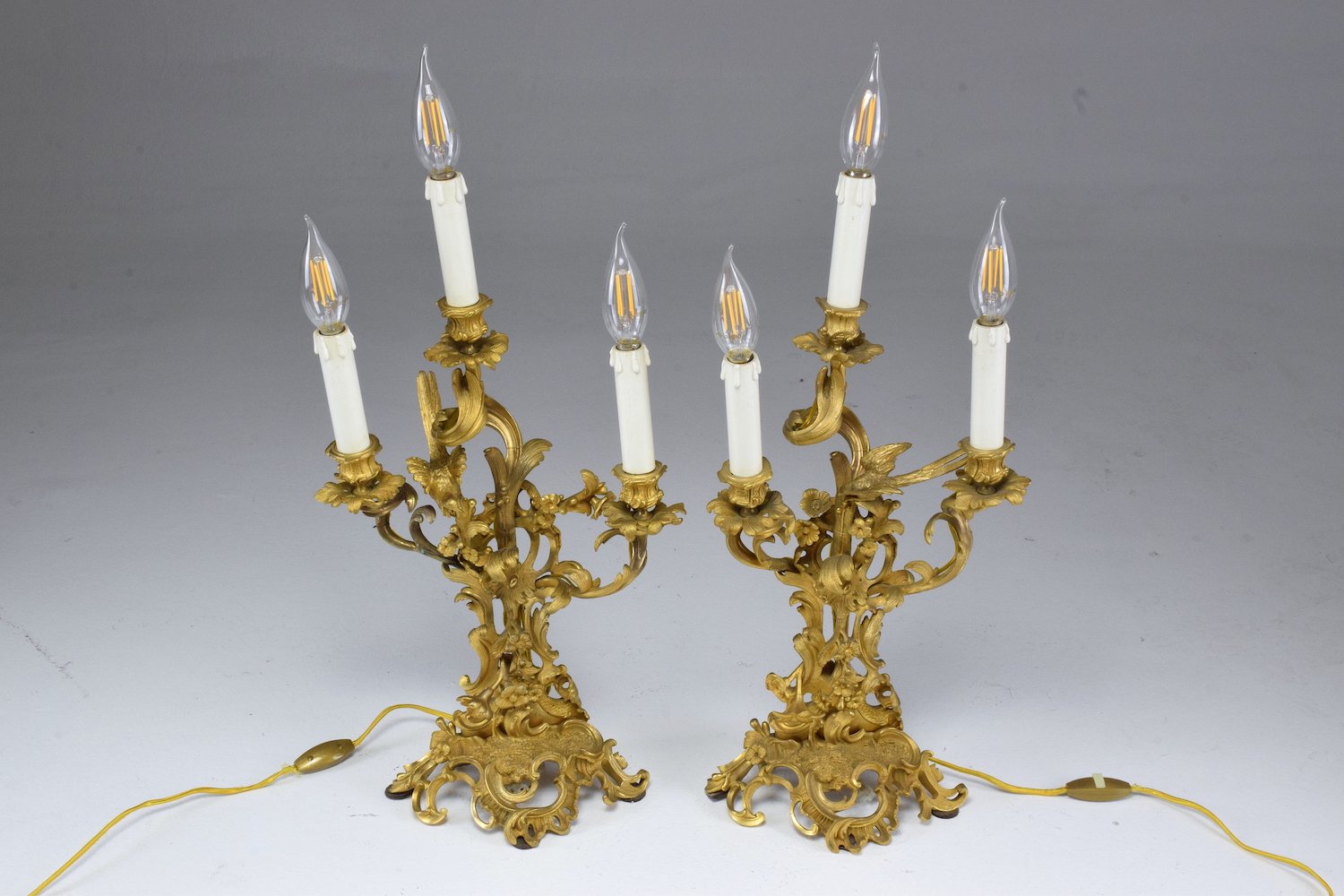 Antique Pair of French Ormolu Electrified Candelabras - Spirit Gallery 