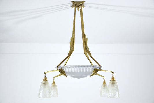 Art Deco Chandelier by Muller Freres, France, 1930's - Spirit Gallery 