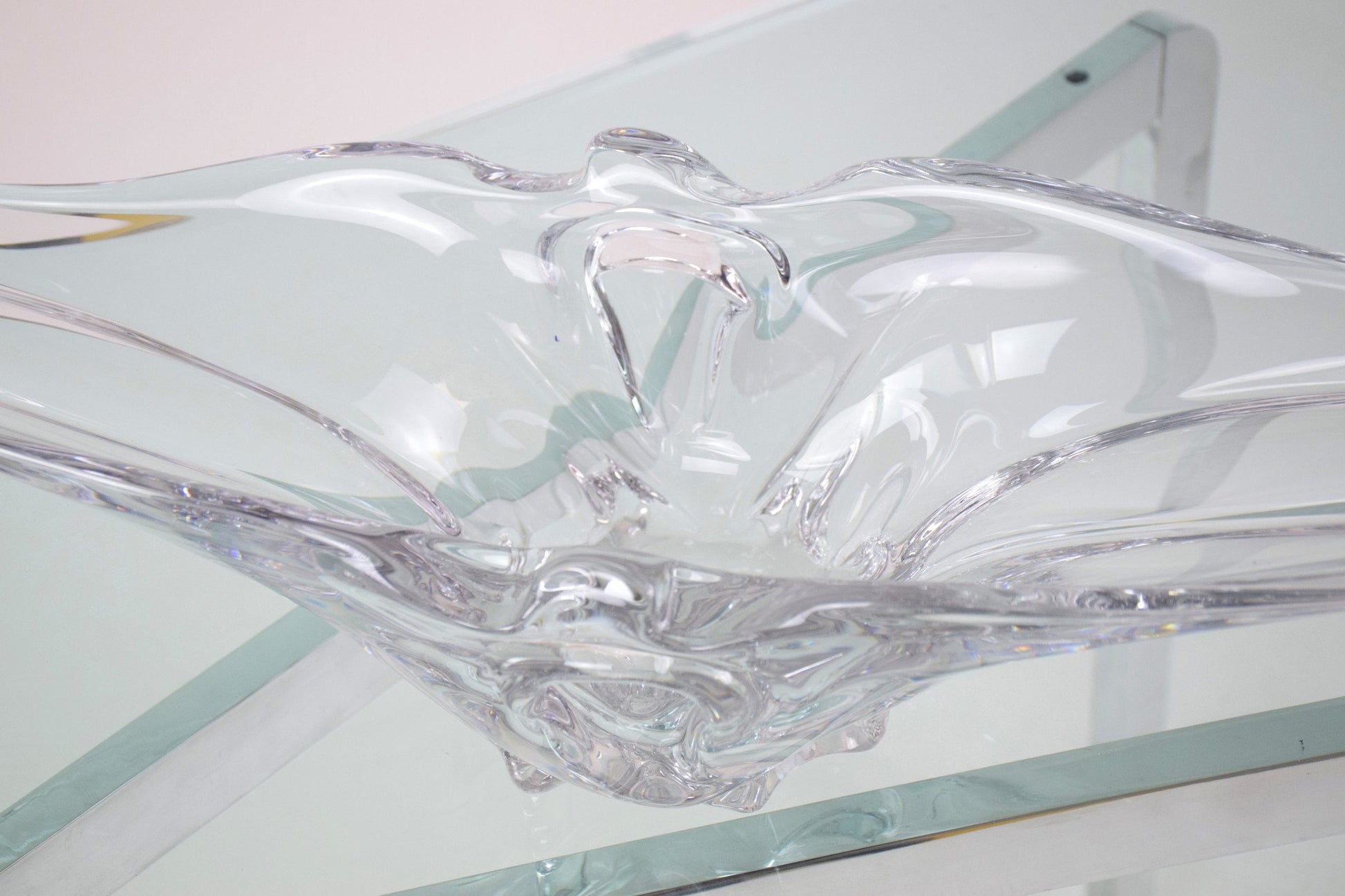 French Sculptural Vintage Crystal Vase, 1960's - Spirit Gallery 